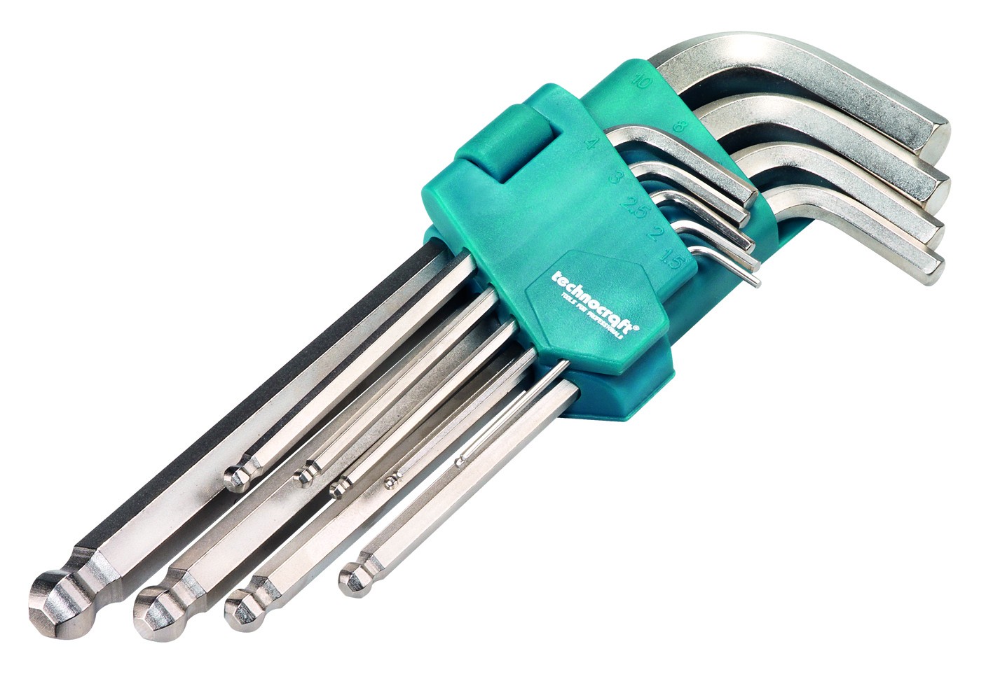 Kugelkopf-Inbusschlüssel-Satz, 1.5 - 10 mm