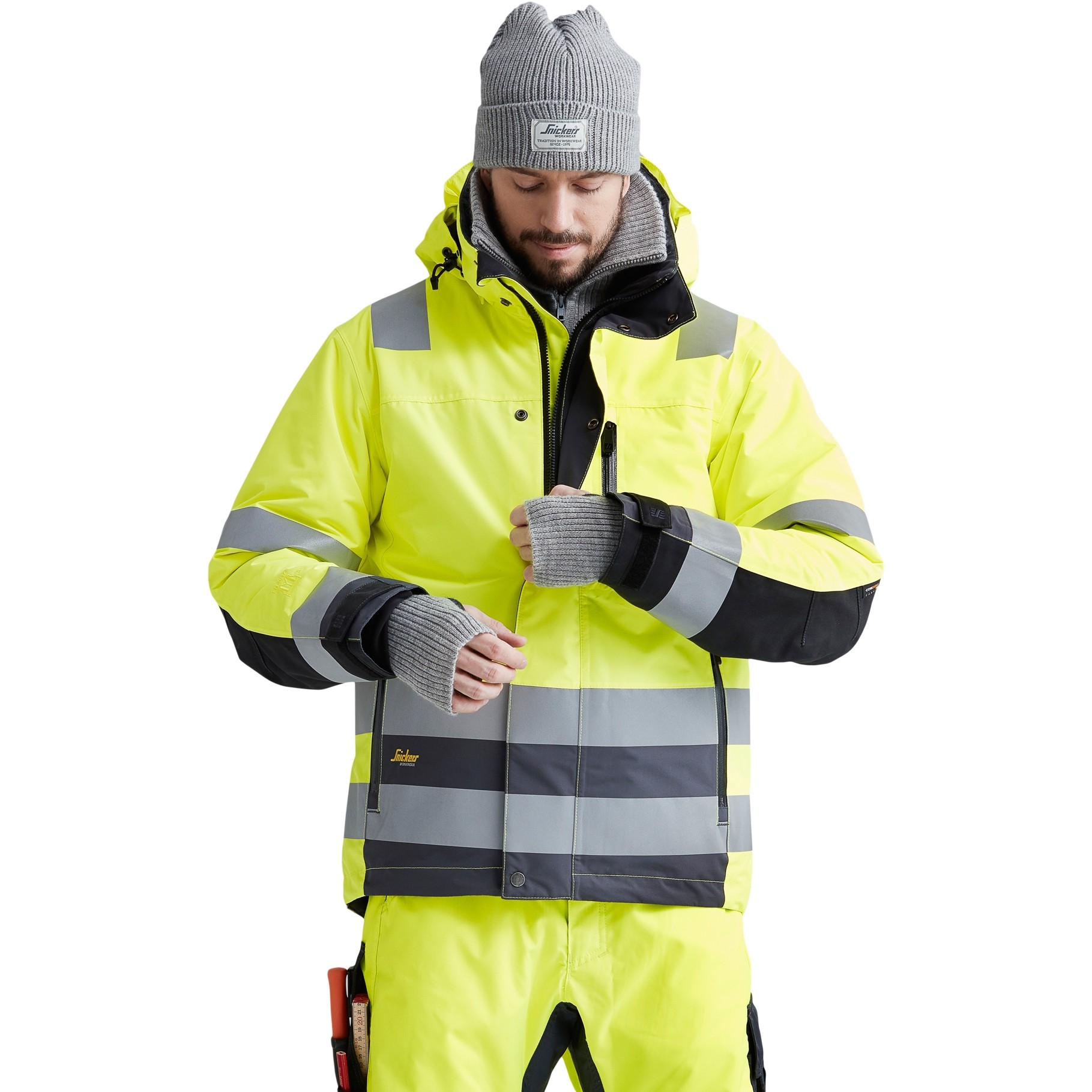 Allwetterjacke isolierend Snickers AllroundWork	High-Vis 37.5 EN ISO 20471_3 wasserdicht & atmungsaktiv