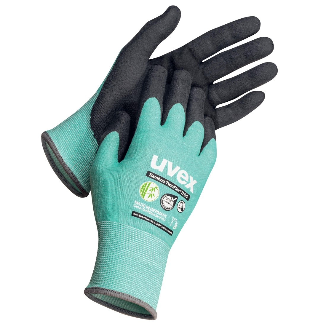 Schnittschutzhandschuh Uvex 60092 Bamboo TwinFlex D SG türkis/schwarz