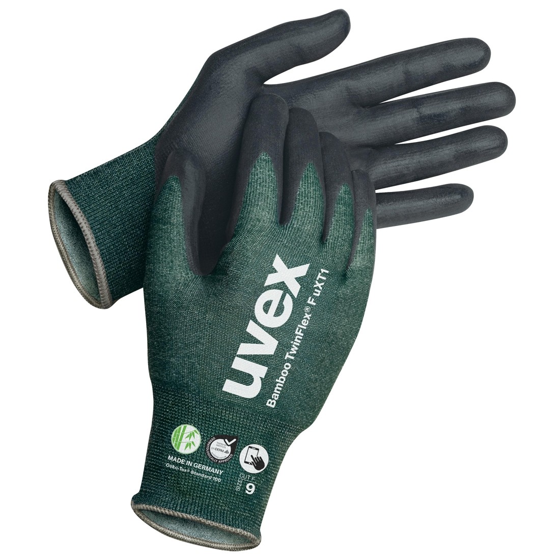 Schnittschutzhandschuh Uvex 60095 Bamboo TwinFlex F uxT1 grün/grau
