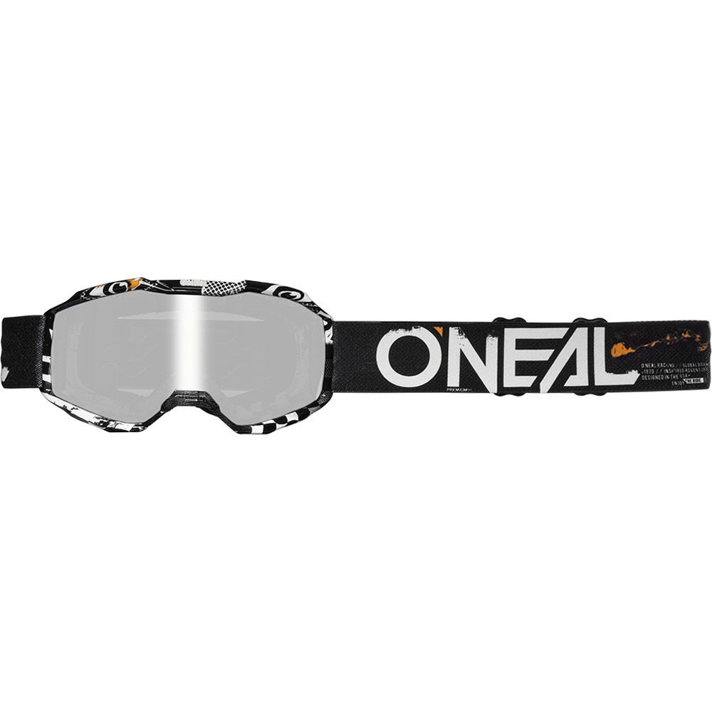 Oneal B-10 Kinder Goggle ATTACK V.24 black/white - silver mirror