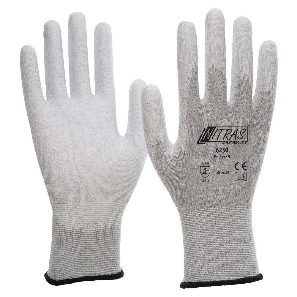 Arbeitsstrickhandschuh touchscreenfähig und antistatisch Nitras 6230 grau 