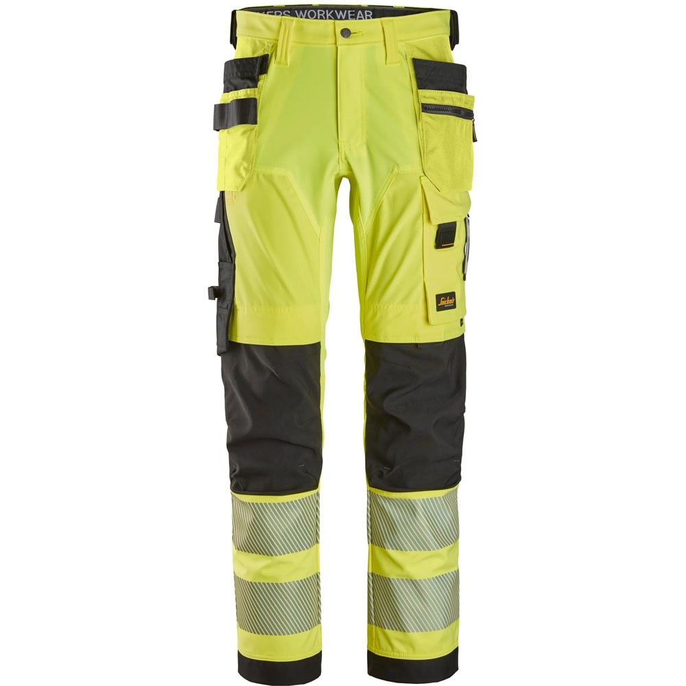Full Stretch Arbeitshose Snickers 6232 High-Vis EN ISO 20471_2 mit Holstertaschen (Slim Fit) 