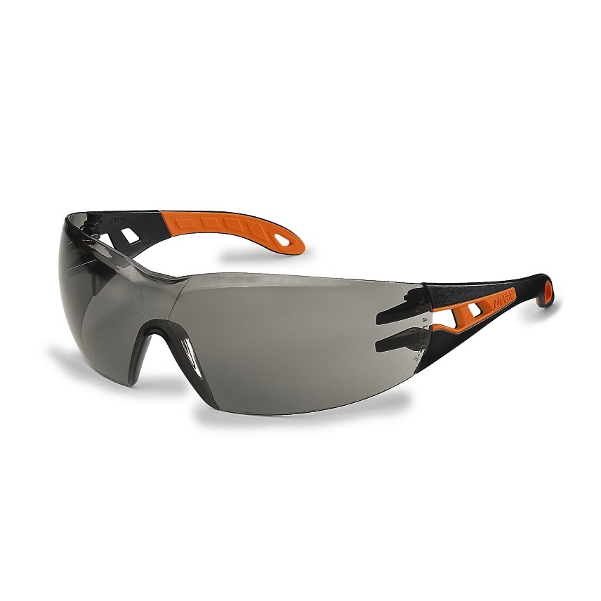 Schutzbrille/Sonnenbrille Uvex pheos schwarz/orange, PC grau