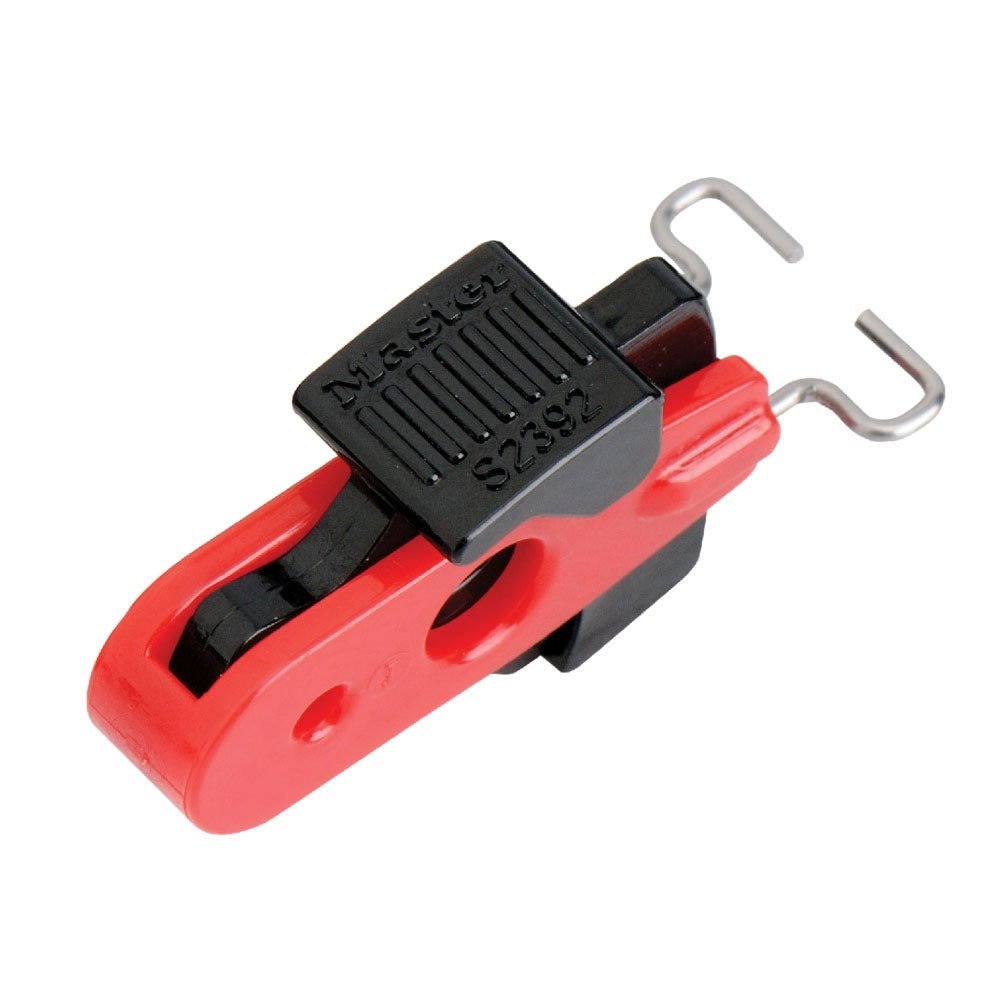 Master Lock Verriegelung für Mini Leistungschalter rot mit Stiften nach innen für Schalteröffnungen bis 13mm