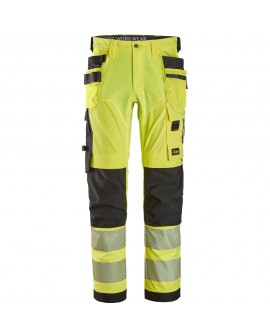 Full Stretch Arbeitshose Snickers 6232 High-Vis EN ISO 20471_2 mit Holstertaschen (Slim Fit) 